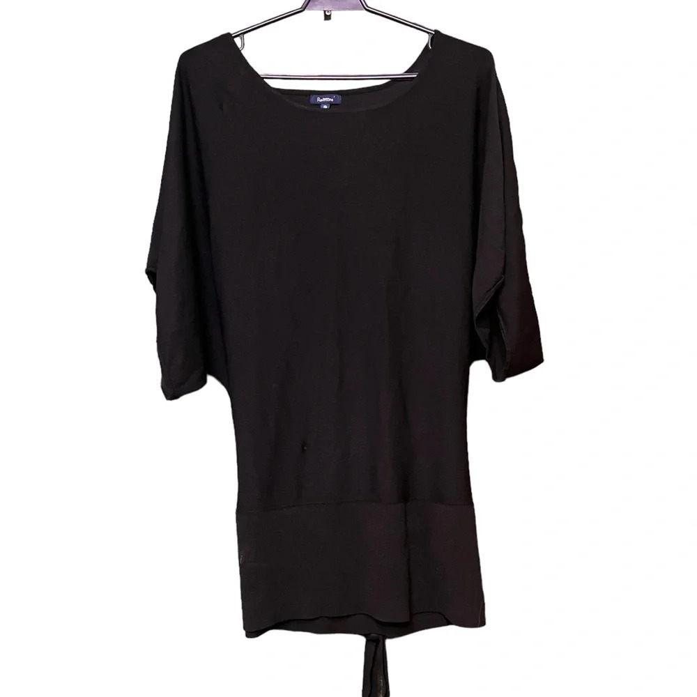 Reitmans Black Wide Sleeve Dress Top Flowy Elegant Basic XL